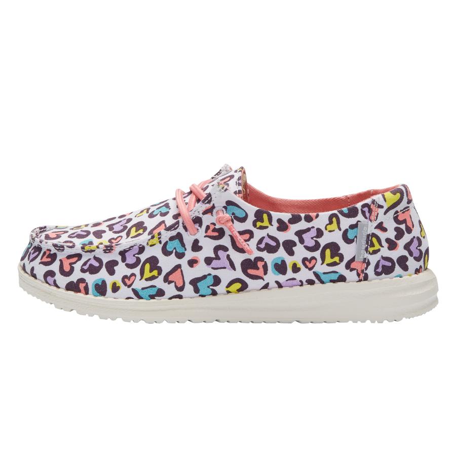 Kids' Hey Dude Wendy Slip On Shoes White Leopard | BSY-365470